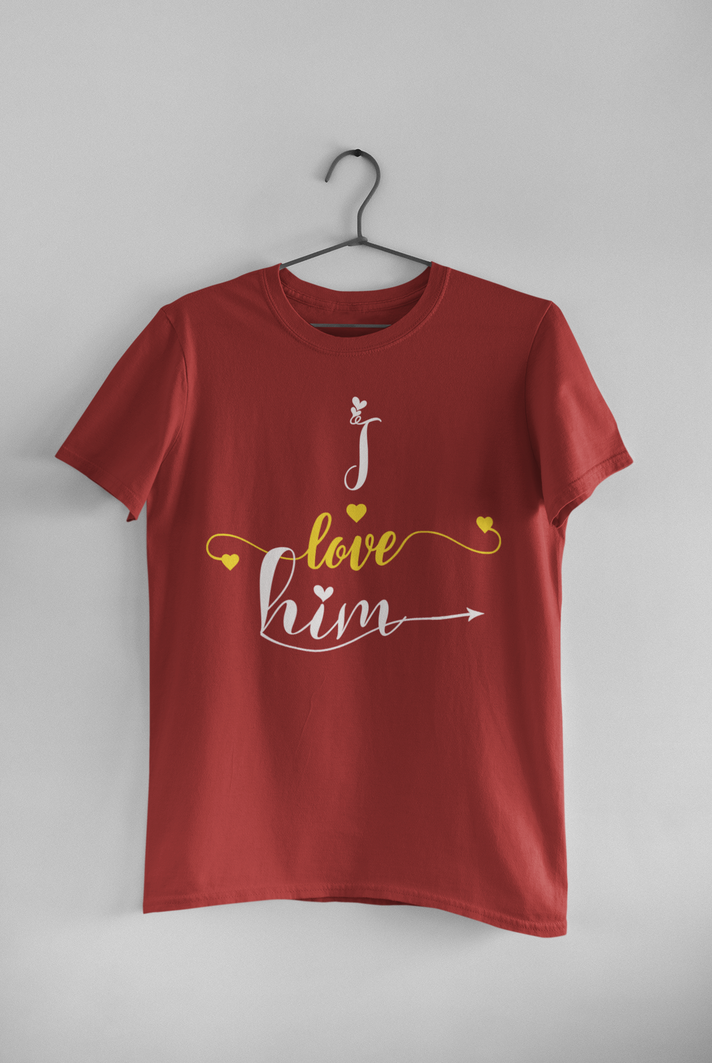 I Love Her Him Couple Half Sleeves T-Shirts -FunkyTeesClub