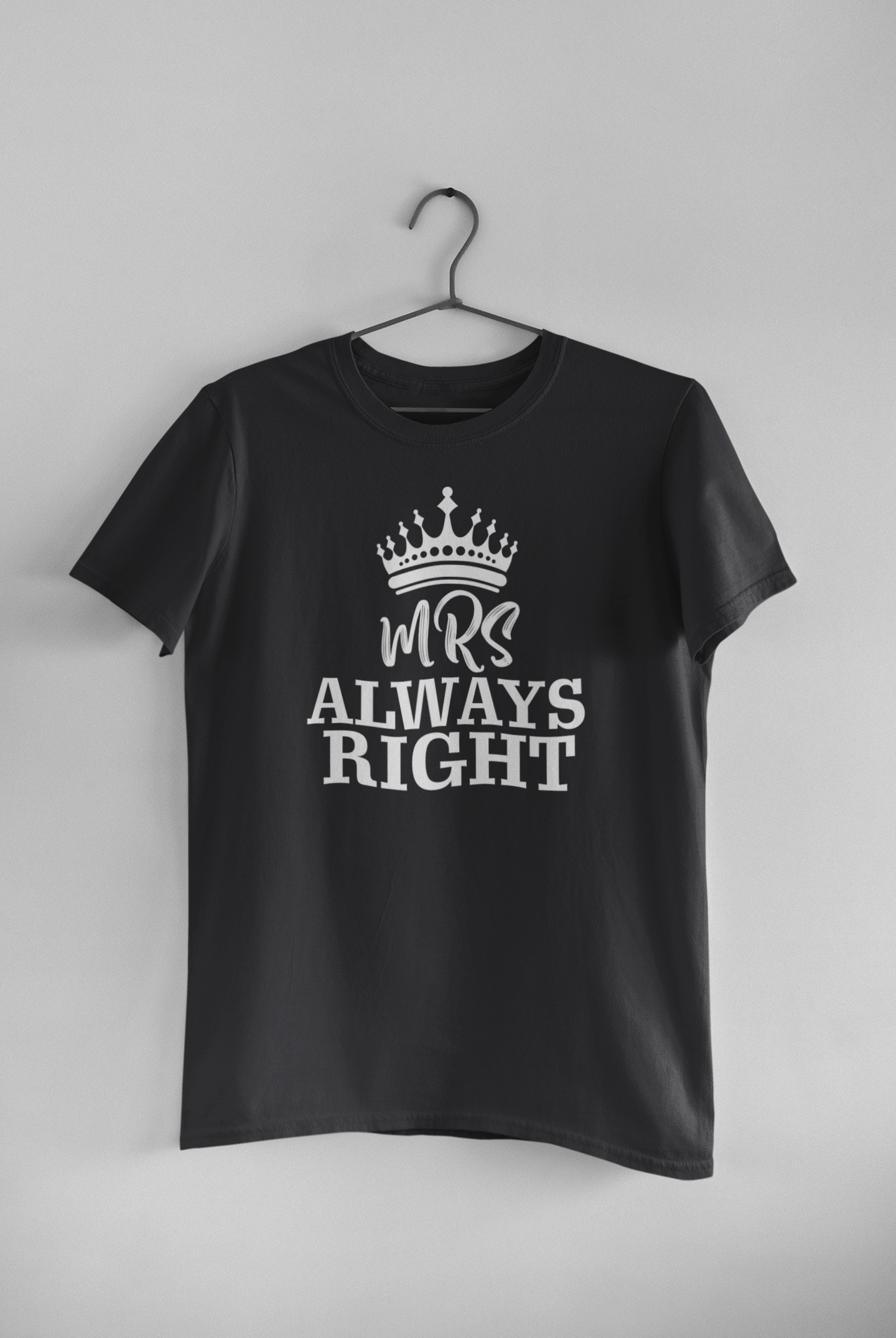 Mrs Mr Always Right Couple Half Sleeves T-Shirts -FunkyTeesClub