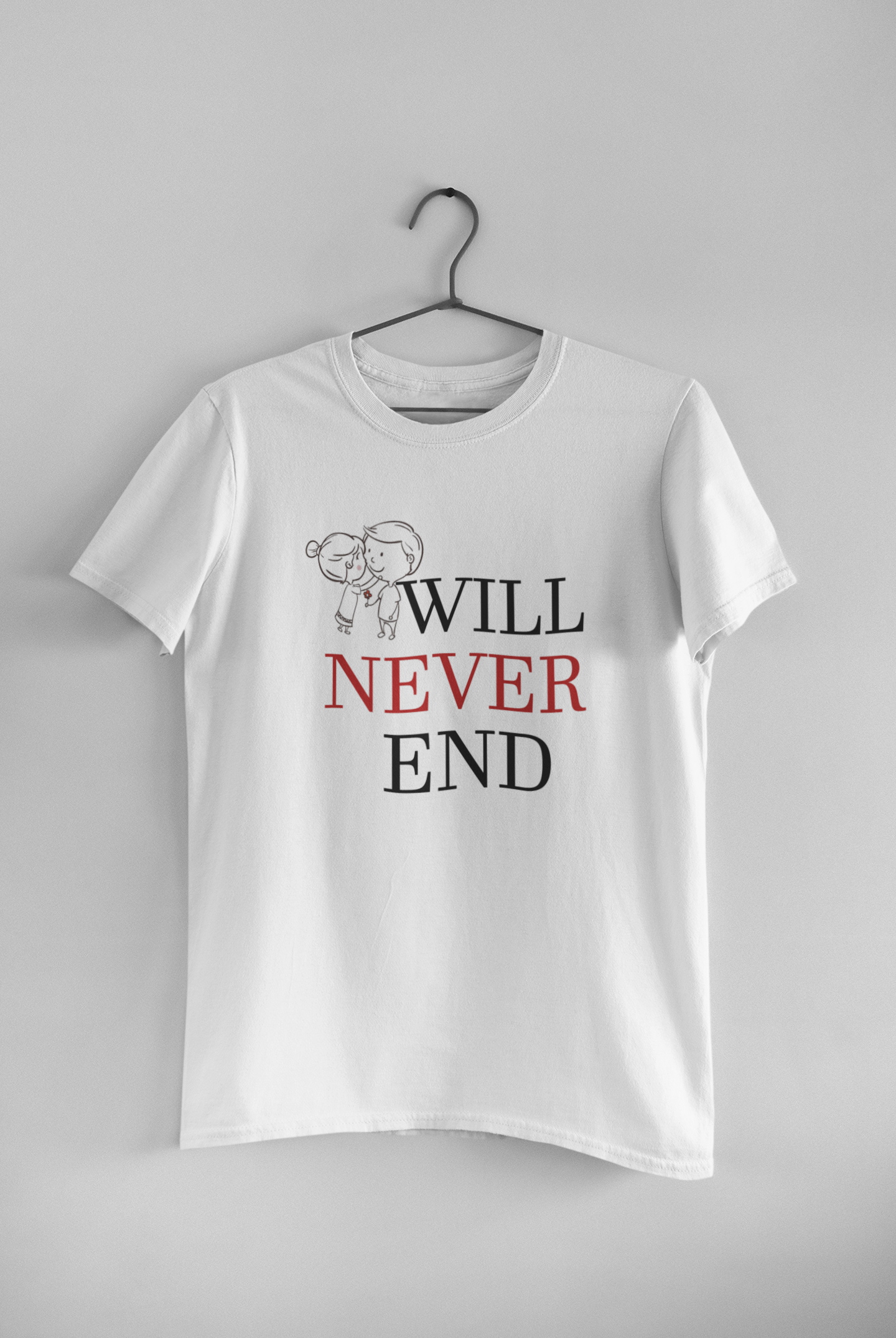 Our Love Story Will Never End Couple Half Sleeves T-Shirts -FunkyTeesClub