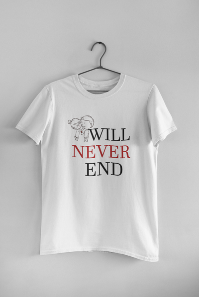 Our Love Story Will Never End Couple Half Sleeves T-Shirts -FunkyTeesClub