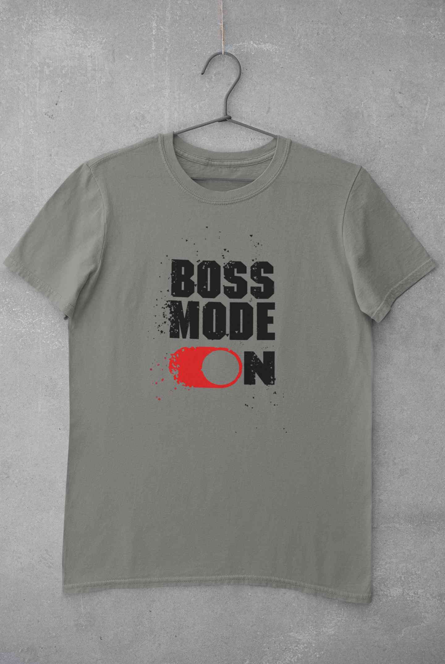 Boss Mode On Typography Mens Half Sleeves T-shirt- FunkyTeesClub