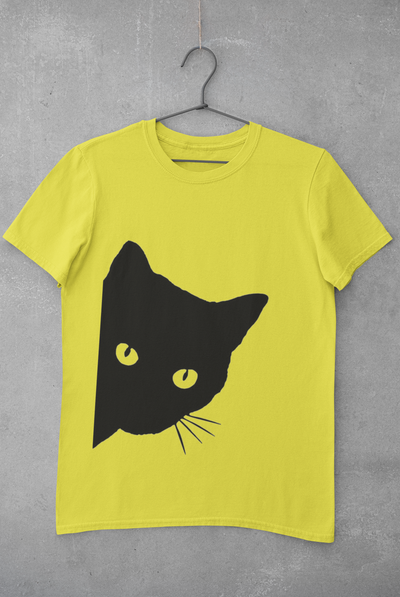 Peeking Cat Mens Half Sleeves T-shirt- FunkyTeesClub