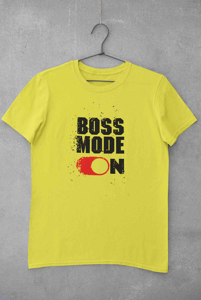 Boss Mode On Typography Mens Half Sleeves T-shirt- FunkyTeesClub