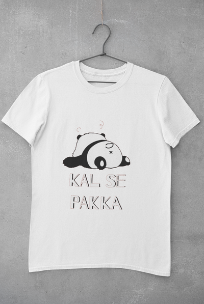 Kal Se Pakka Lazy Panda Mens Half Sleeves T-shirt- FunkyTeesClub