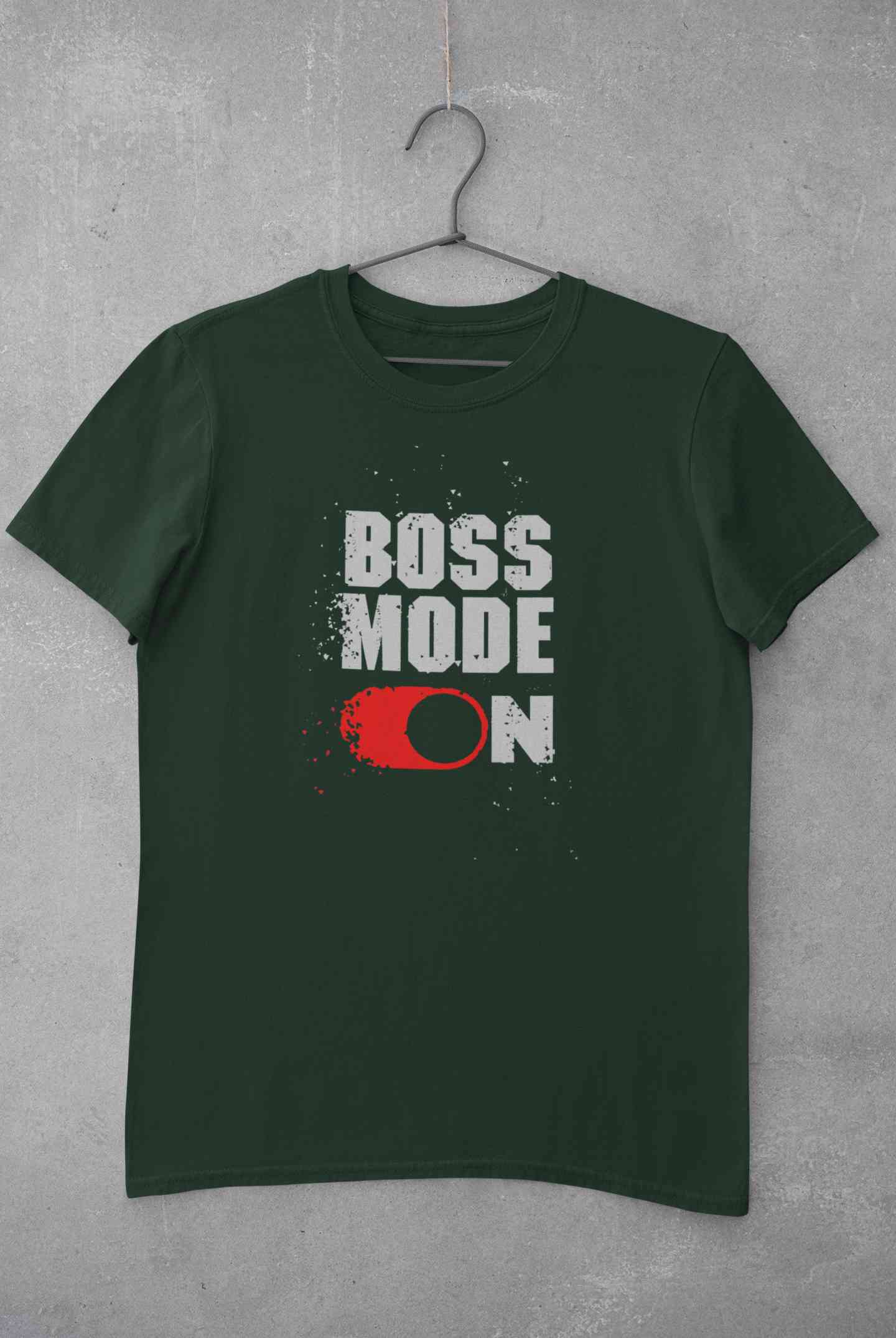 Boss Mode On Typography Mens Half Sleeves T-shirt- FunkyTeesClub