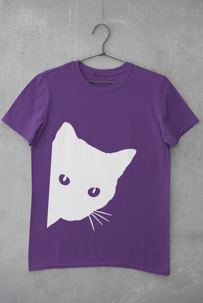 Peeking Cat Women Half Sleeves T-shirt- FunkyTeesClub