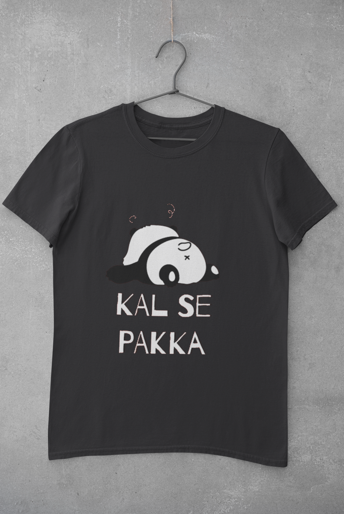 Kal Se Pakka Lazy Panda Mens Half Sleeves T-shirt- FunkyTeesClub