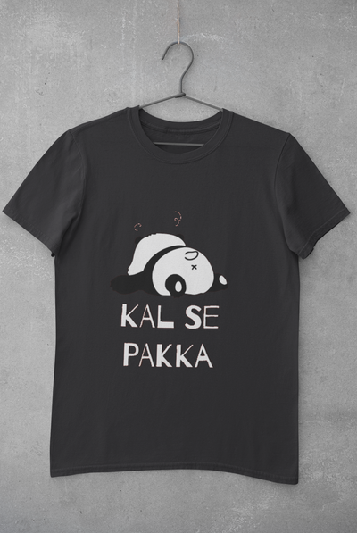 Kal Se Pakka Lazy Panda Mens Half Sleeves T-shirt- FunkyTeesClub