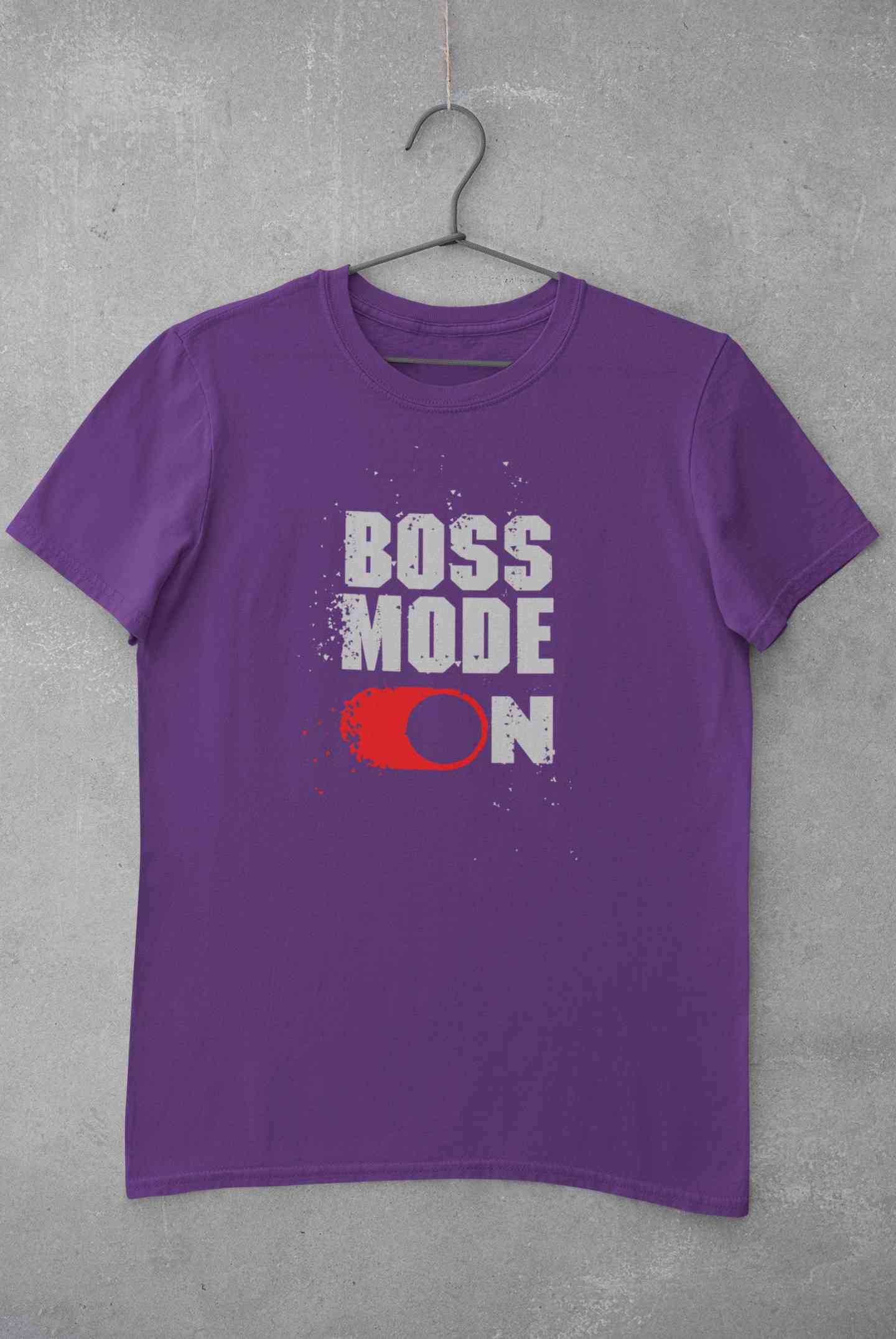 Boss Mode On Typography Mens Half Sleeves T-shirt- FunkyTeesClub