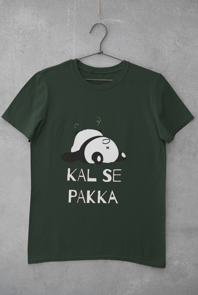 Kal Se Pakka Lazy Panda Mens Half Sleeves T-shirt- FunkyTeesClub