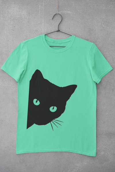 Peeking Cat Mens Half Sleeves T-shirt- FunkyTeesClub
