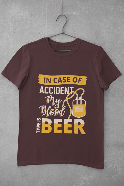 My Blood Type Is Beer Mens Half Sleeves T-shirt- FunkyTeesClub