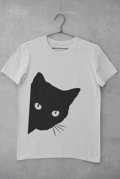 Peeking Cat Mens Half Sleeves T-shirt- FunkyTeesClub
