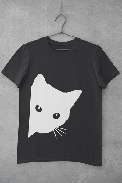 Peeking Cat Mens Half Sleeves T-shirt- FunkyTeesClub