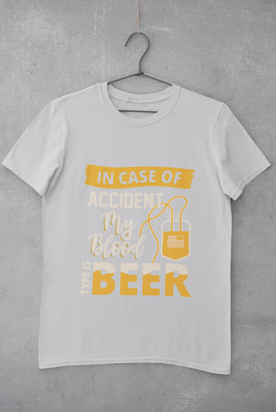 My Blood Type Is Beer Mens Half Sleeves T-shirt- FunkyTeesClub