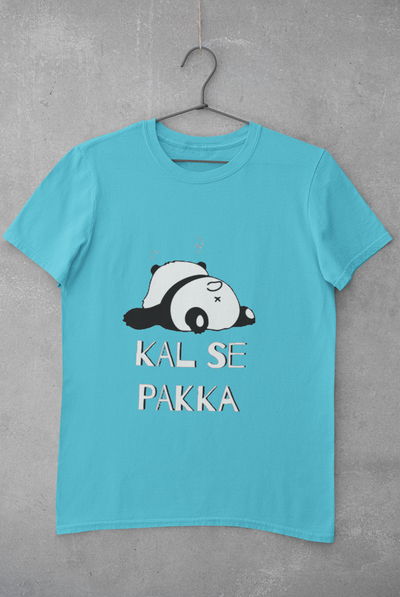 Kal Se Pakka Lazy Panda Mens Half Sleeves T-shirt- FunkyTeesClub