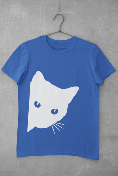 Peeking Cat Mens Half Sleeves T-shirt- FunkyTeesClub