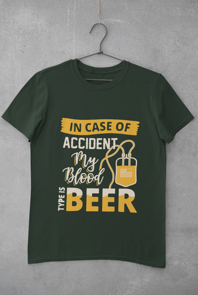 My Blood Type Is Beer Mens Half Sleeves T-shirt- FunkyTeesClub