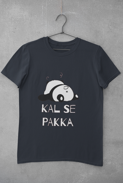 Kal Se Pakka Lazy Panda Mens Half Sleeves T-shirt- FunkyTeesClub