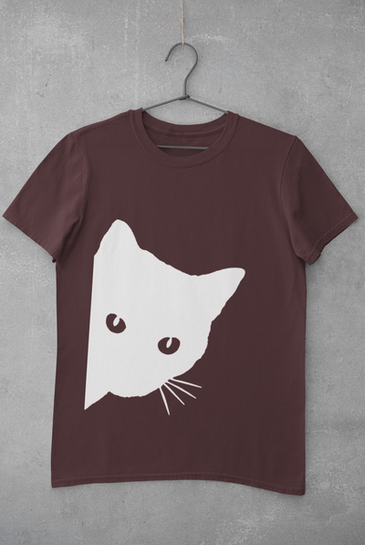 Peeking Cat Women Half Sleeves T-shirt- FunkyTeesClub