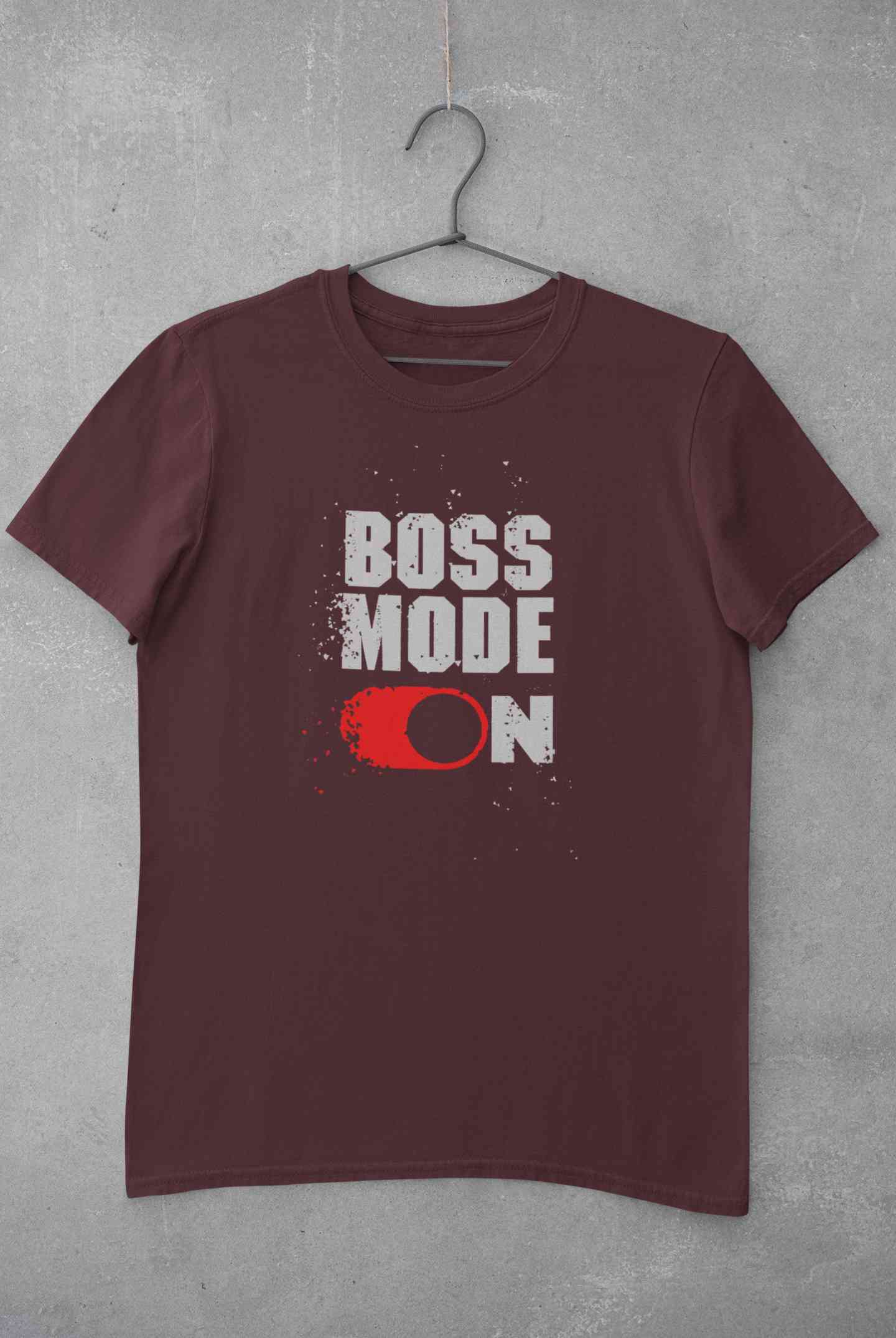 Boss Mode On Typography Mens Half Sleeves T-shirt- FunkyTeesClub