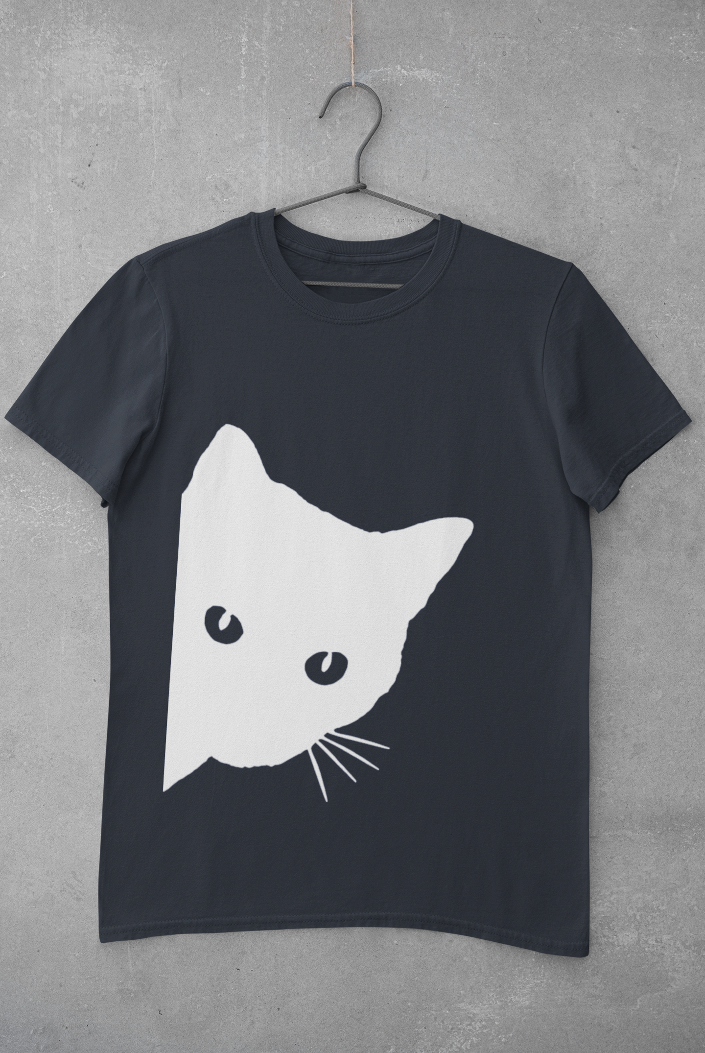 Peeking Cat Mens Half Sleeves T-shirt- FunkyTeesClub