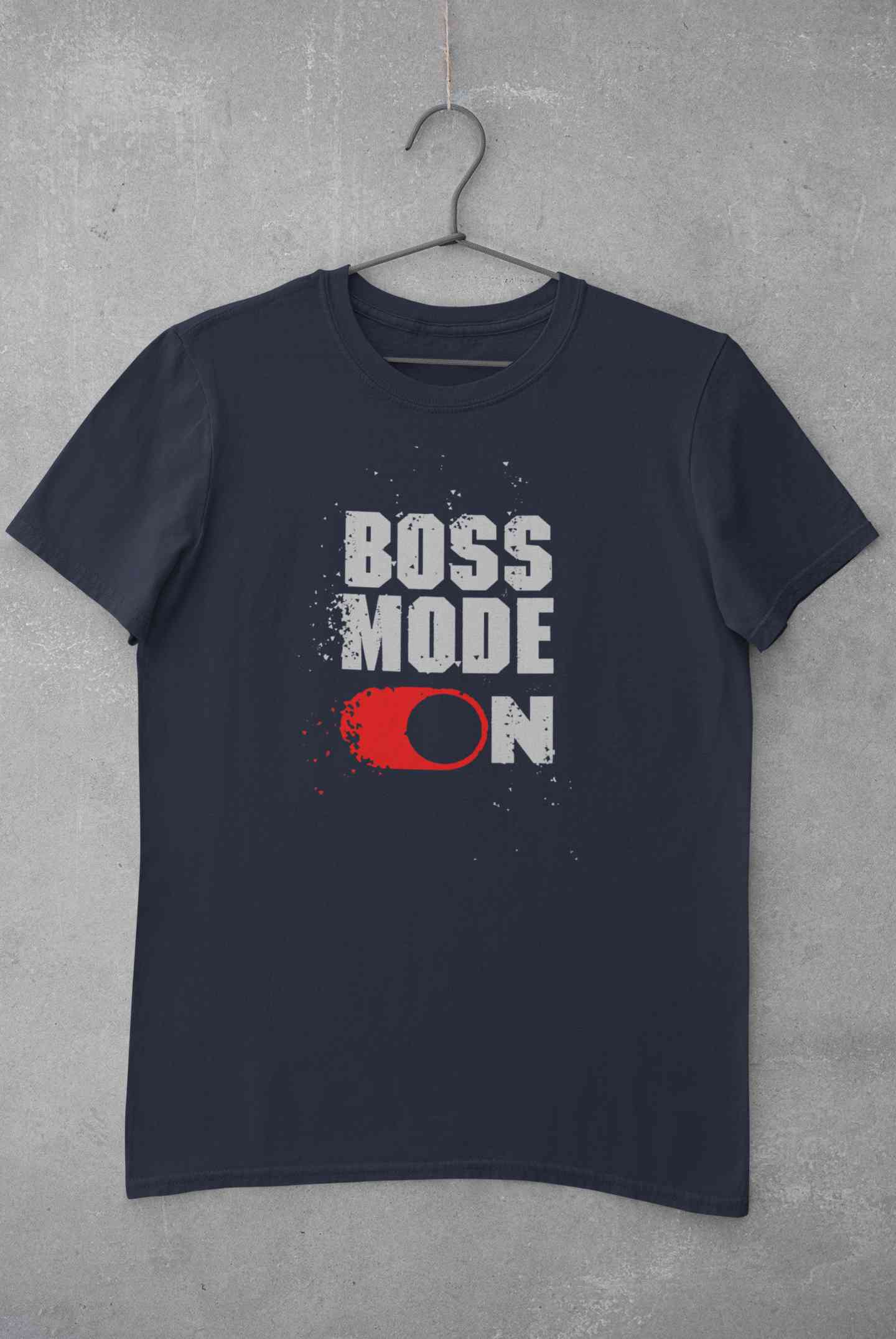 Boss Mode On Typography Mens Half Sleeves T-shirt- FunkyTeesClub