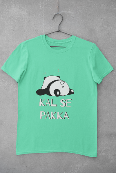 Kal Se Pakka Lazy Panda Mens Half Sleeves T-shirt- FunkyTeesClub