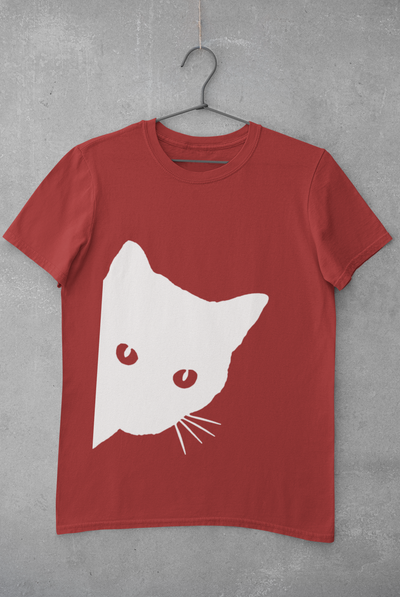 Peeking Cat Mens Half Sleeves T-shirt- FunkyTeesClub