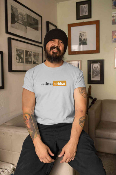 Aatmanirbhar Mens Half Sleeves T-shirt- FunkyTeesClub