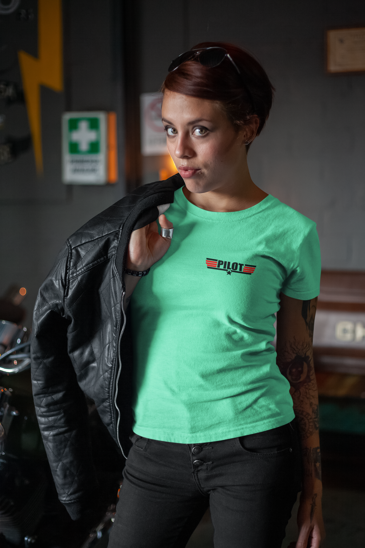 Pilot Red Coded Side Pocket Pilot Women Half Sleeves T-shirt- FunkyTeesClub