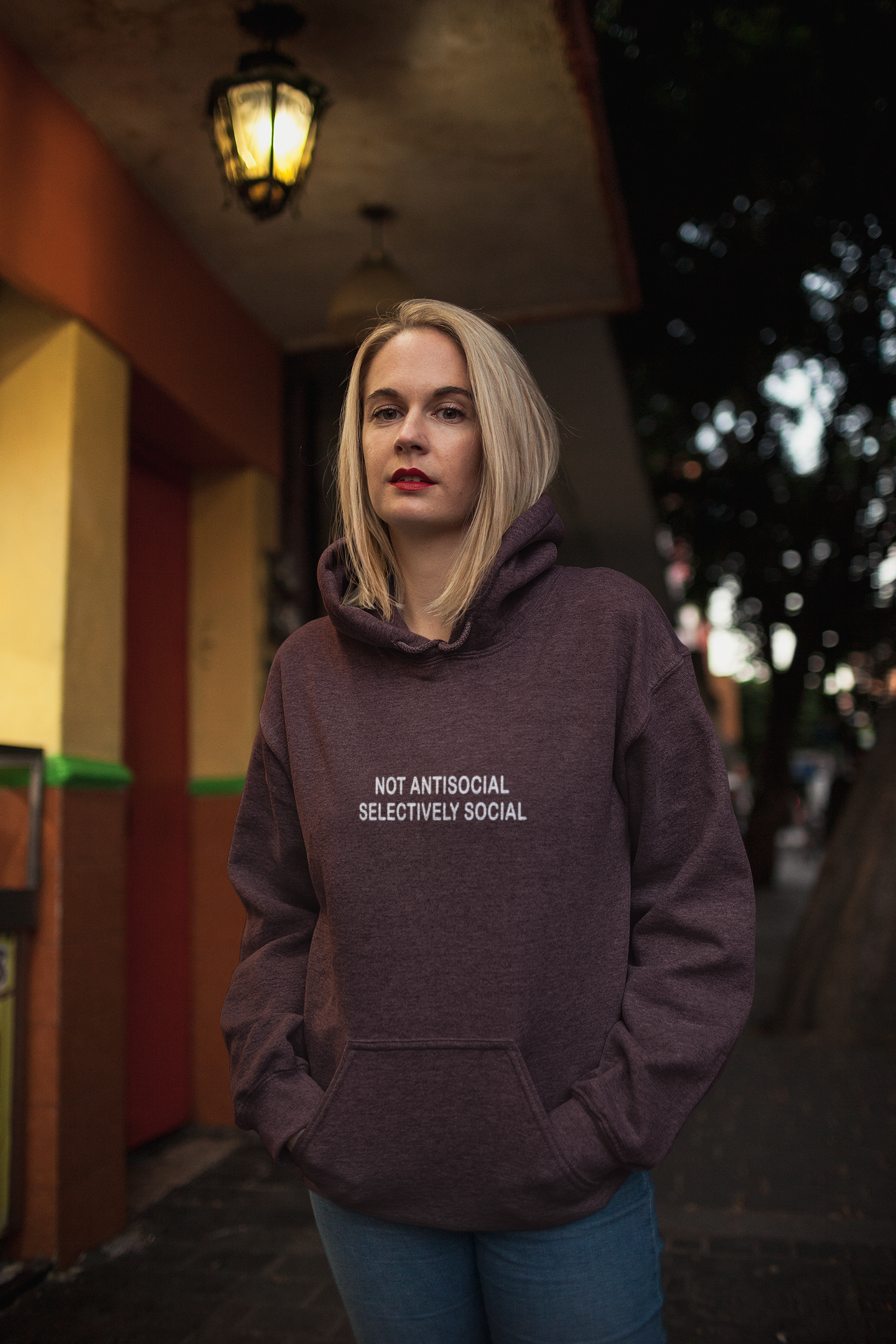 Not Antisocial Selectively Social Hoodies for Women-FunkyTeesClub