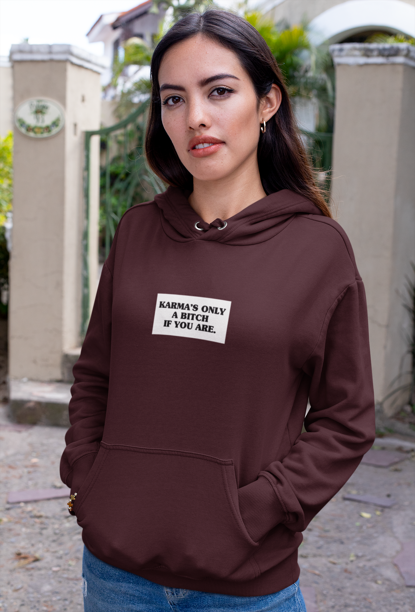 Karma Is Only Bitch If You Are Hoodies for Women-FunkyTeesClub