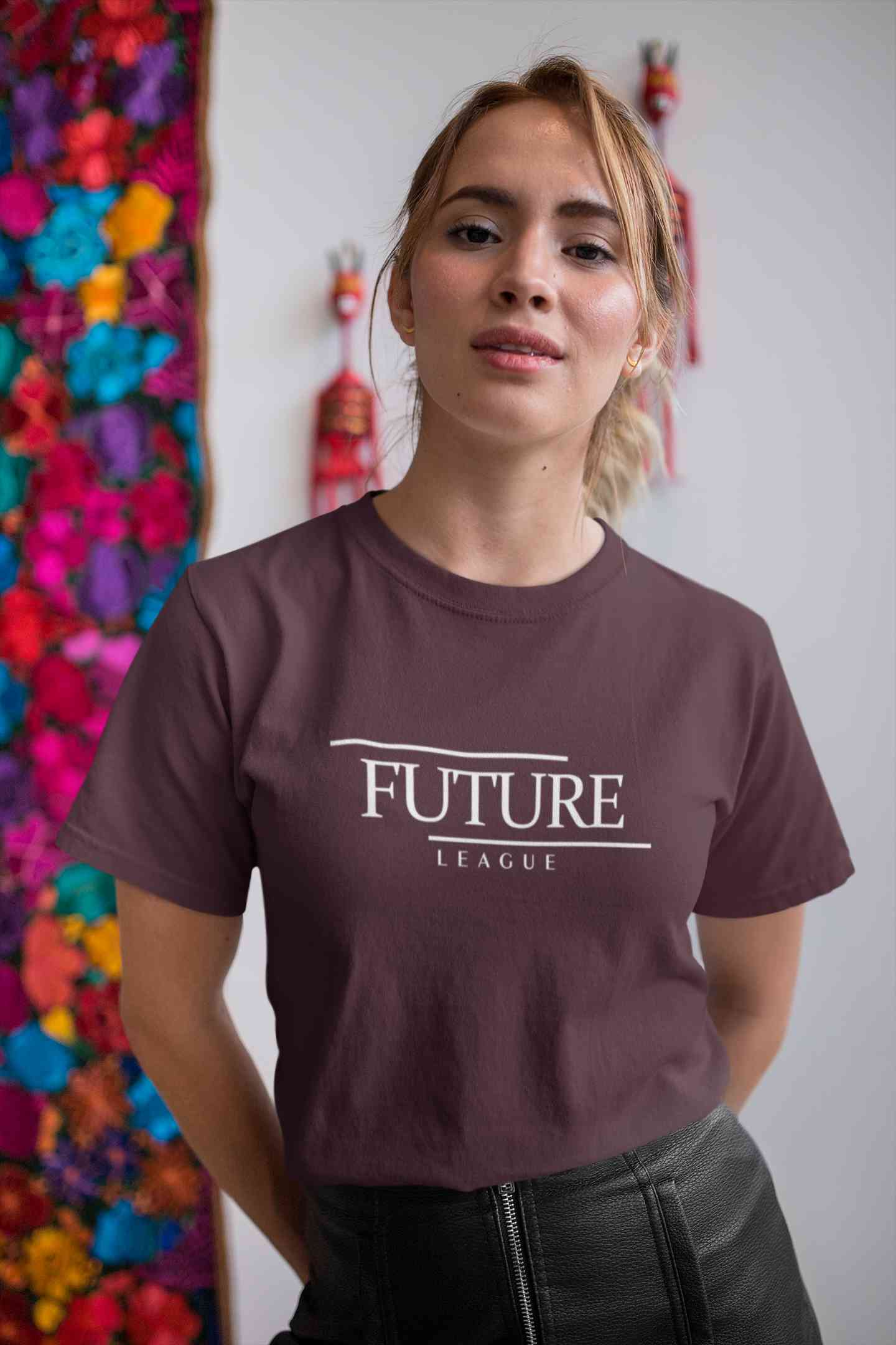 Future League Typography Women Half Sleeves T-shirt- FunkyTeesClub