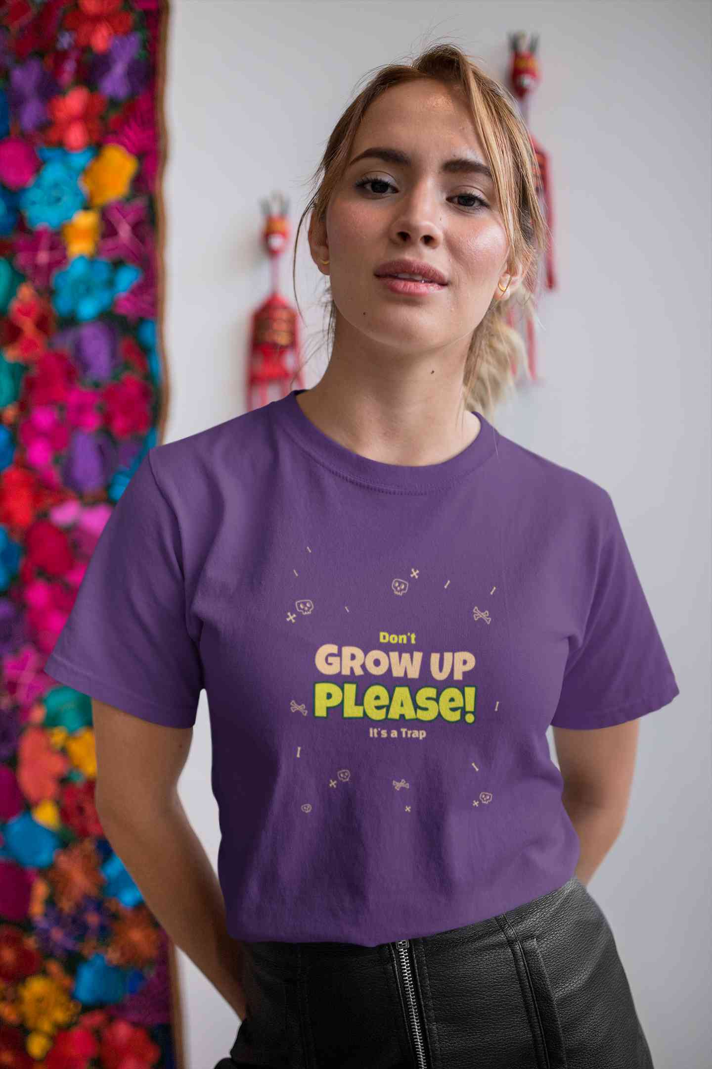 Do Not Grow Up Please It Is A Trap Women Half Sleeves T-shirt- FunkyTeesClub