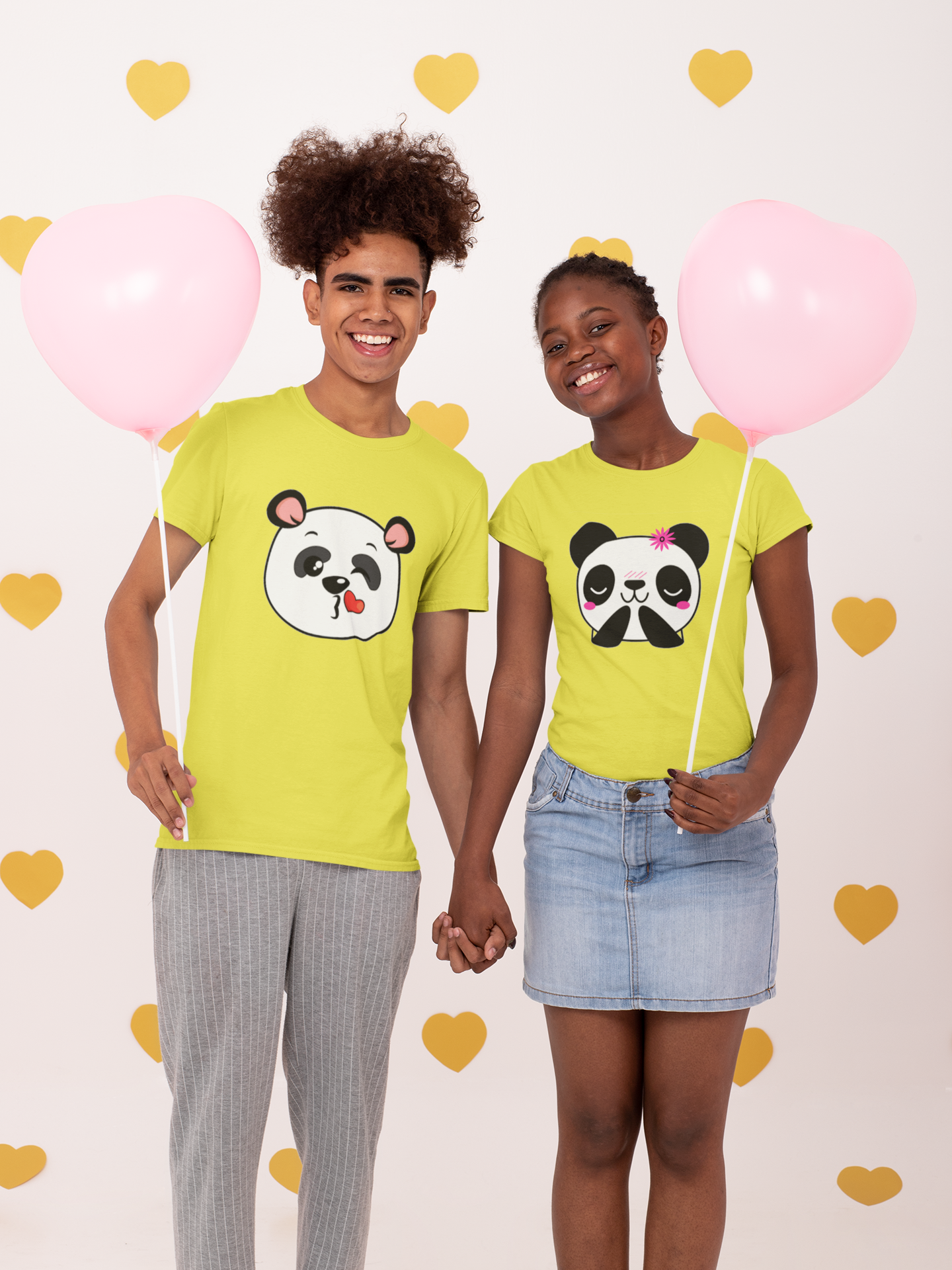 Panda Love Couple Half Sleeves T-Shirts -FunkyTeesClub