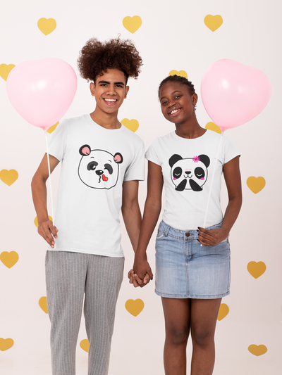 Panda Love Couple Half Sleeves T-Shirts -FunkyTeesClub