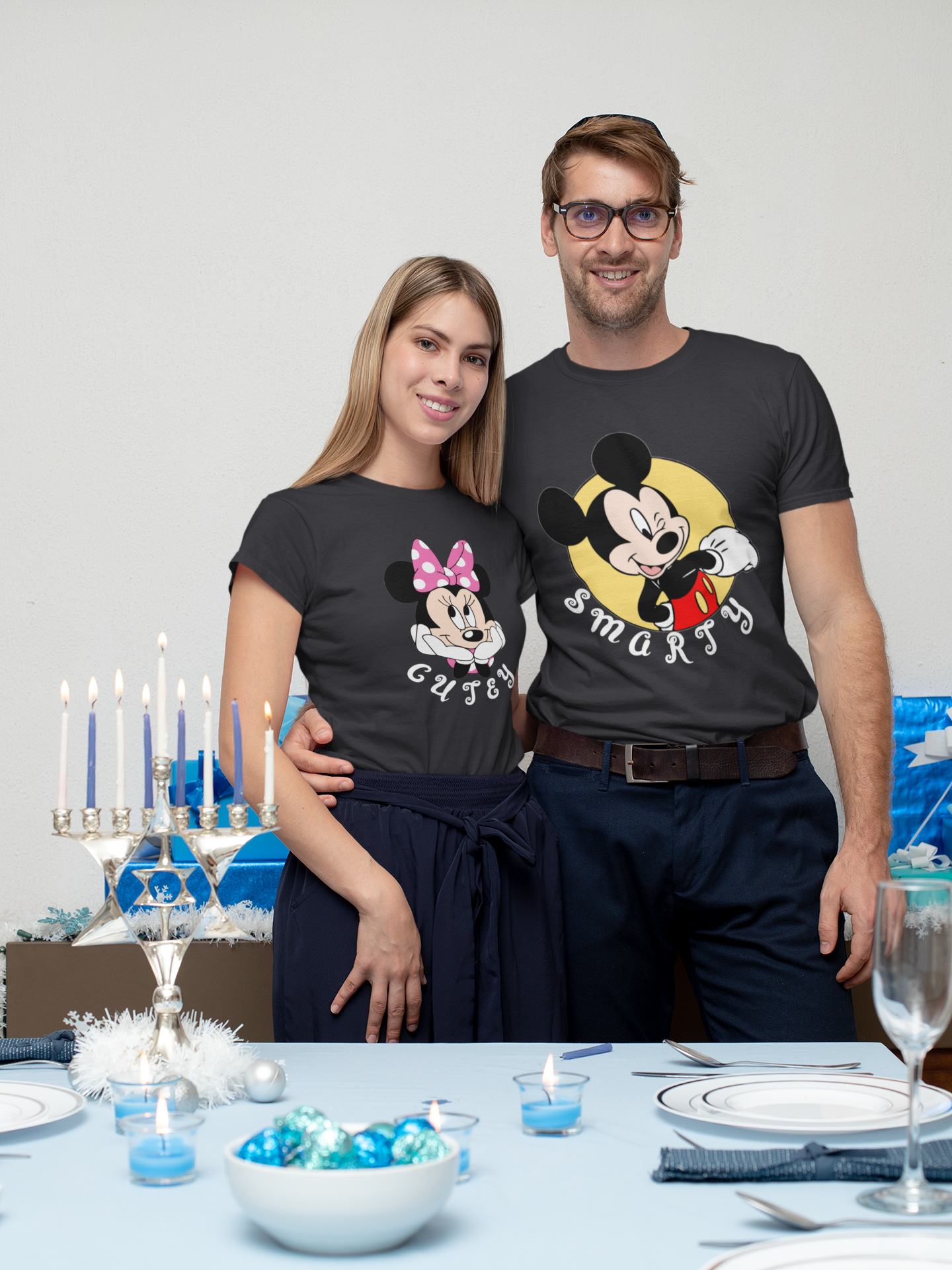 Smarty Cutey Couple Half Sleeves T-Shirts -FunkyTeesClub
