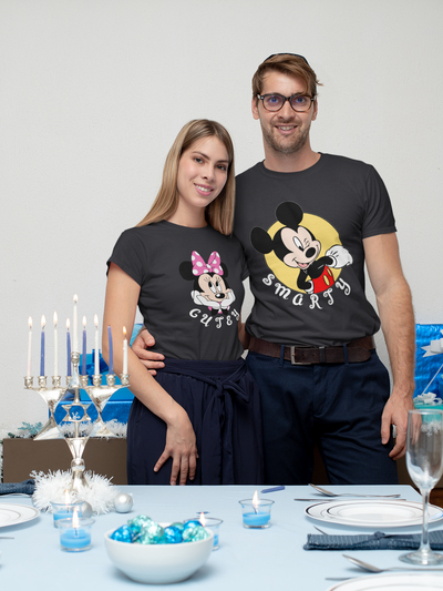 Smarty Cutey Couple Half Sleeves T-Shirts -FunkyTeesClub