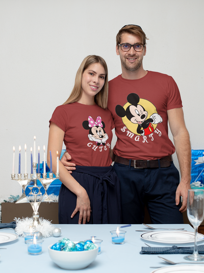 Smarty Cutey Couple Half Sleeves T-Shirts -FunkyTeesClub