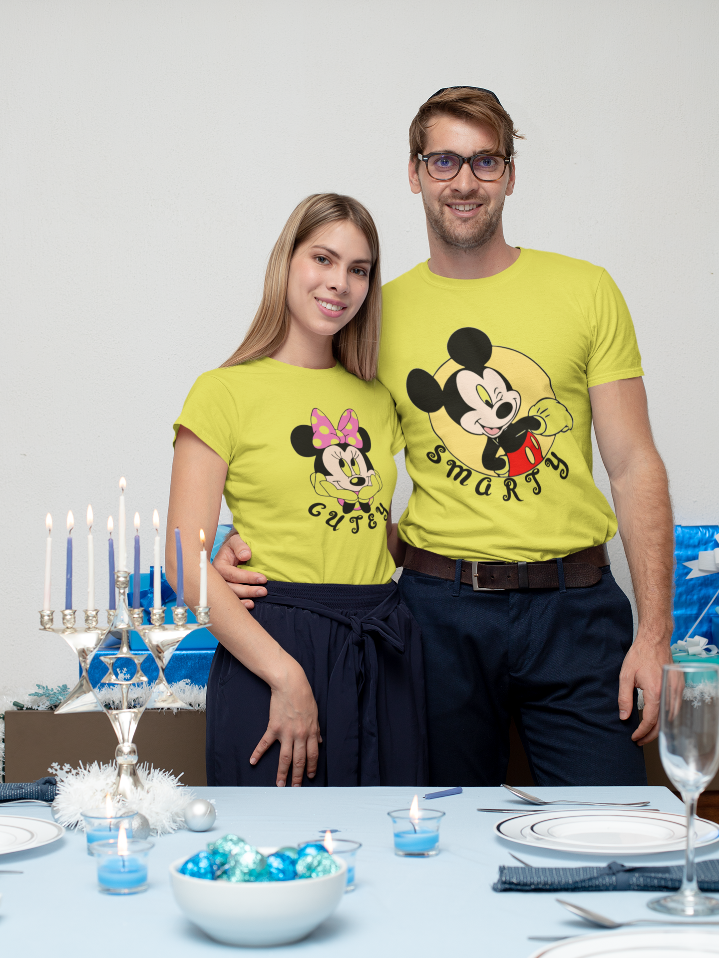 Smarty Cutey Couple Half Sleeves T-Shirts -FunkyTeesClub