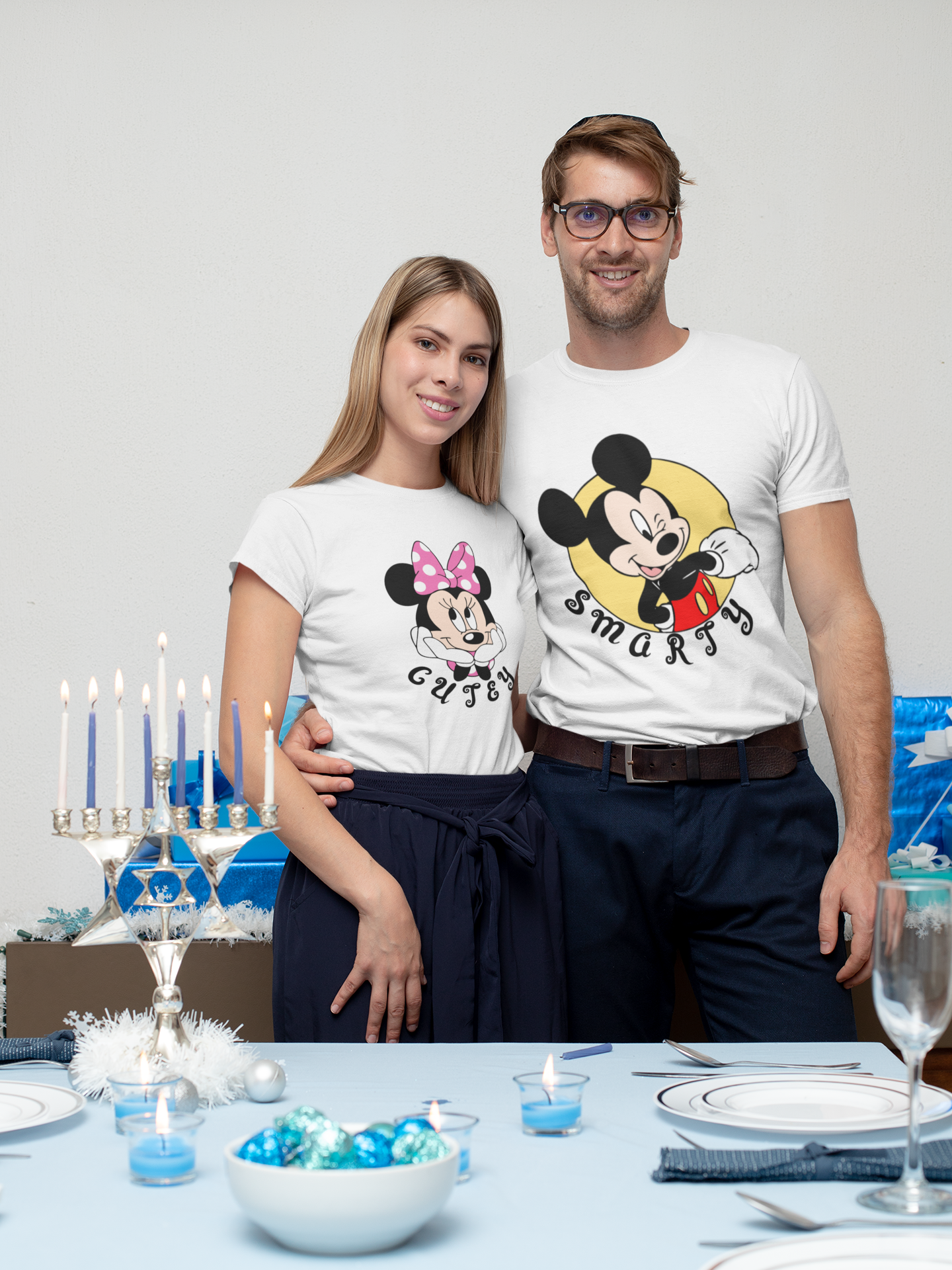 Smarty Cutey Couple Half Sleeves T-Shirts -FunkyTeesClub