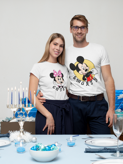 Smarty Cutey Couple Half Sleeves T-Shirts -FunkyTeesClub