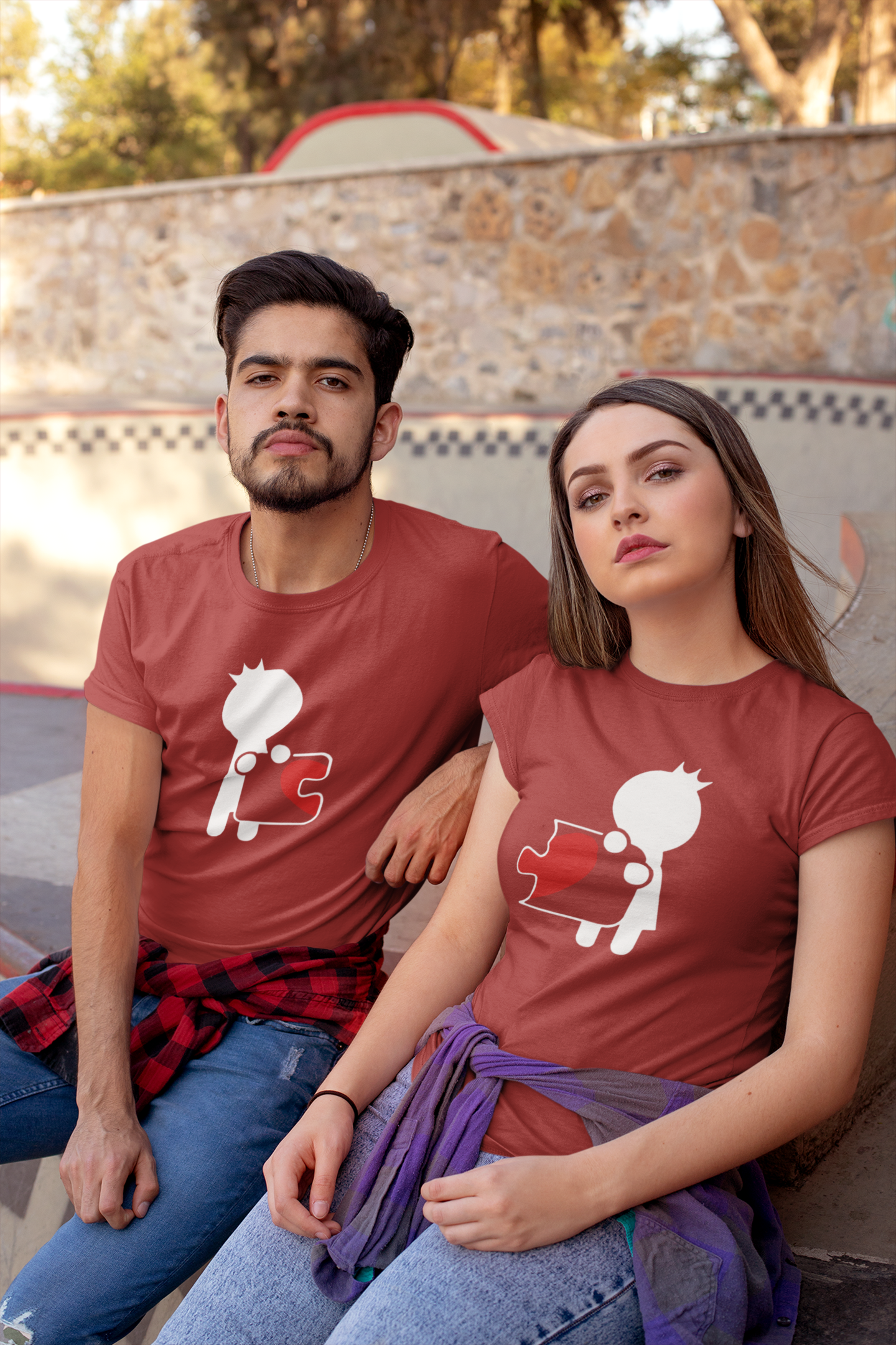 Puzzle Couple Half Sleeves T-Shirts -FunkyTeesClub