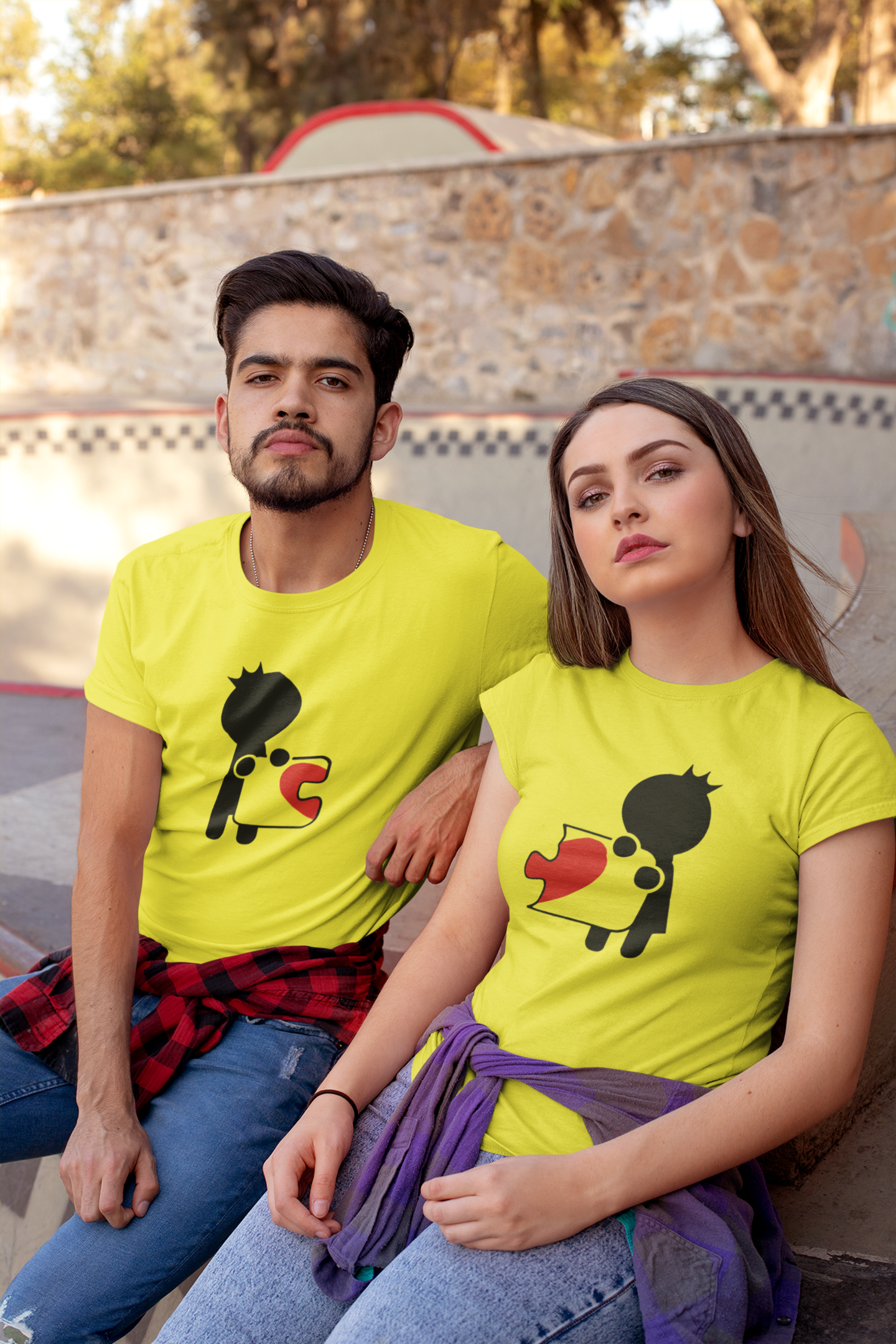 Puzzle Couple Half Sleeves T-Shirts -FunkyTeesClub