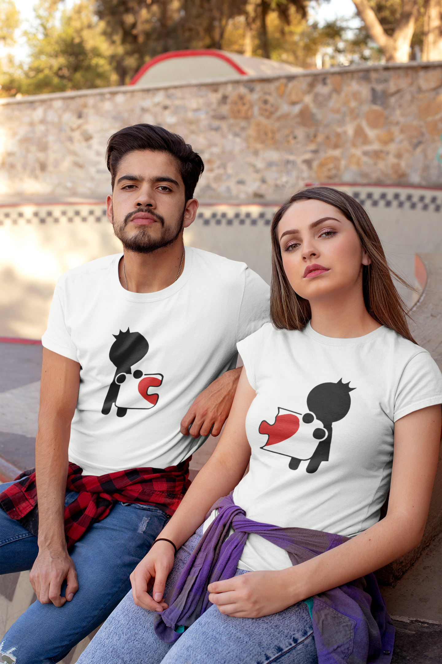 Puzzle Couple Half Sleeves T-Shirts -FunkyTeesClub