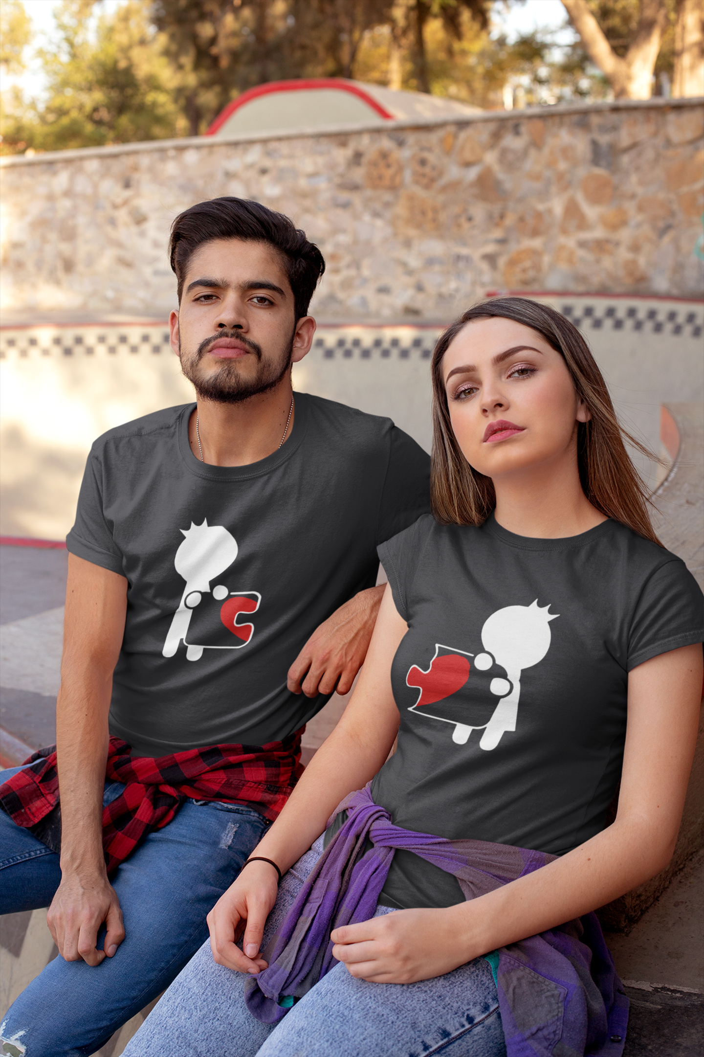 Puzzle Couple Half Sleeves T-Shirts -FunkyTeesClub