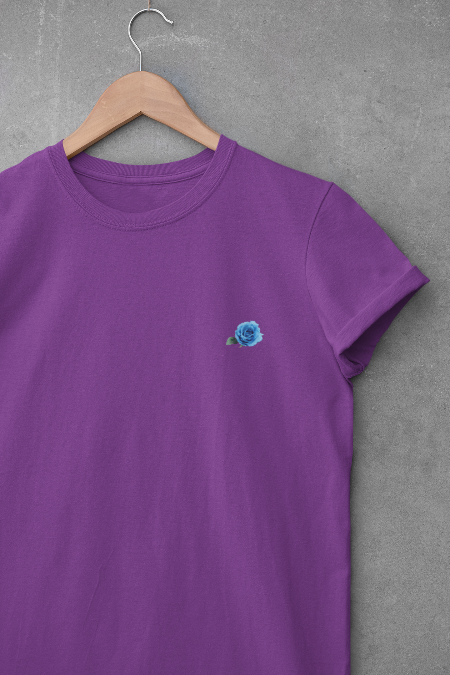 Cool Blue Rose on Pocket Minimal Mens Half Sleeves T-shirt- FunkyTeesClub
