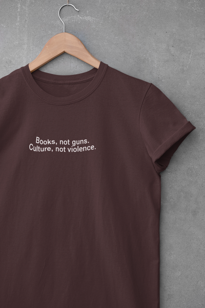 Books Not Guns Minimal Women Half Sleeves T-shirt- FunkyTeesClub