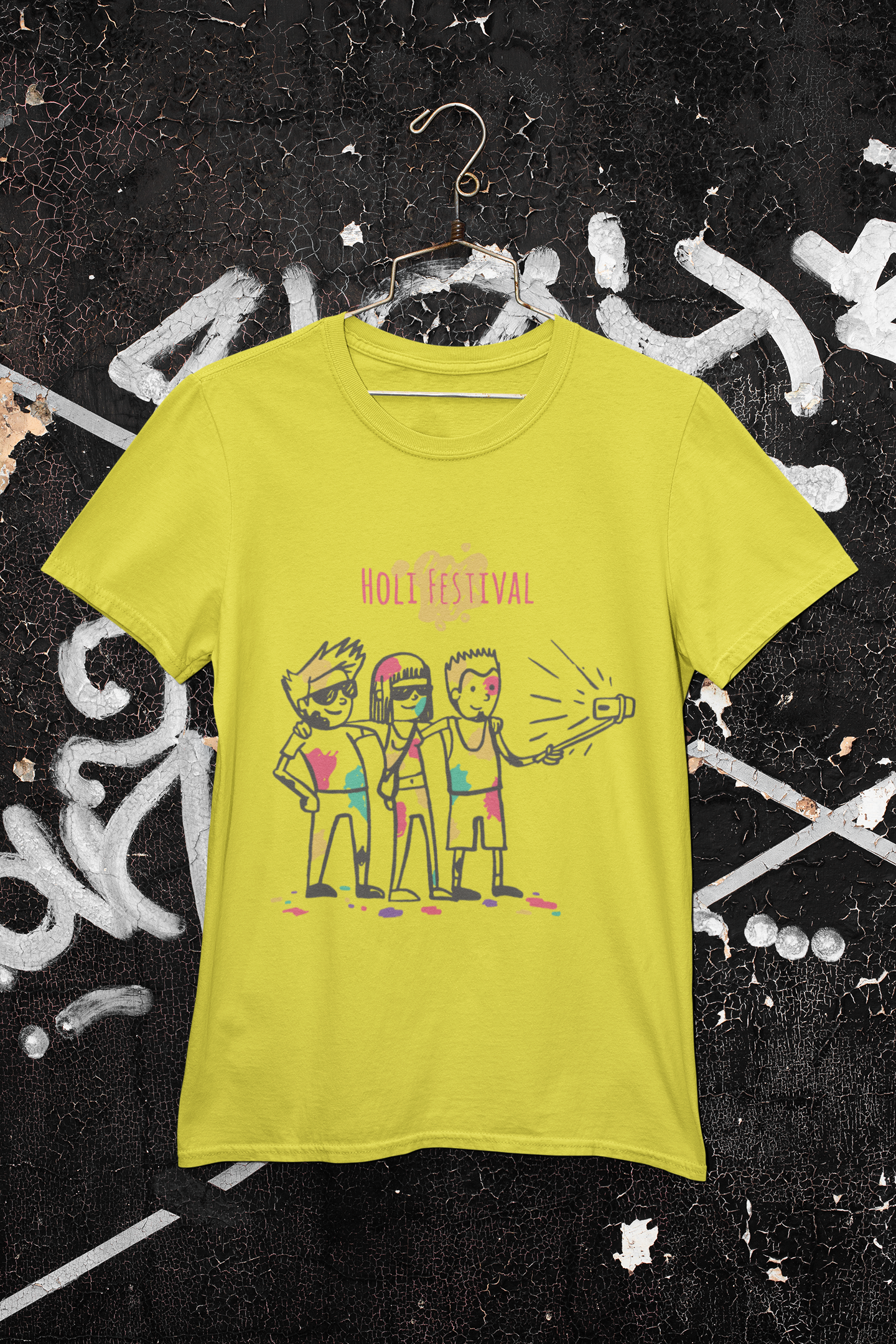 Friends Selfie Holi Mens Half Sleeves T-shirt- FunkyTeesClub
